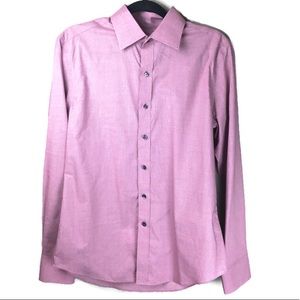 J Hilburn Checked Dot Button Up Dress Shirt Sz 34